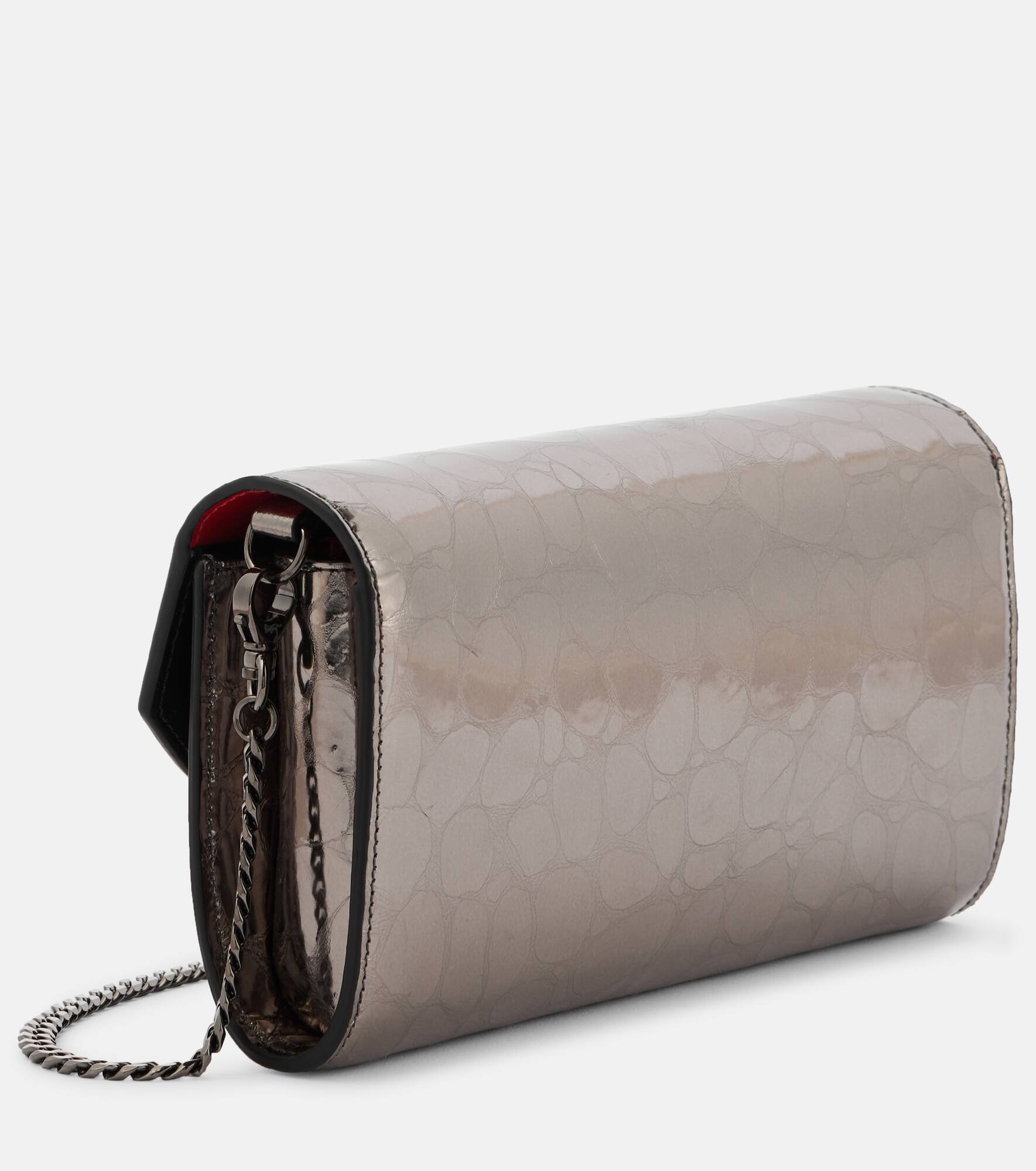 Loubi54 metallic leather wallet on chain - 4