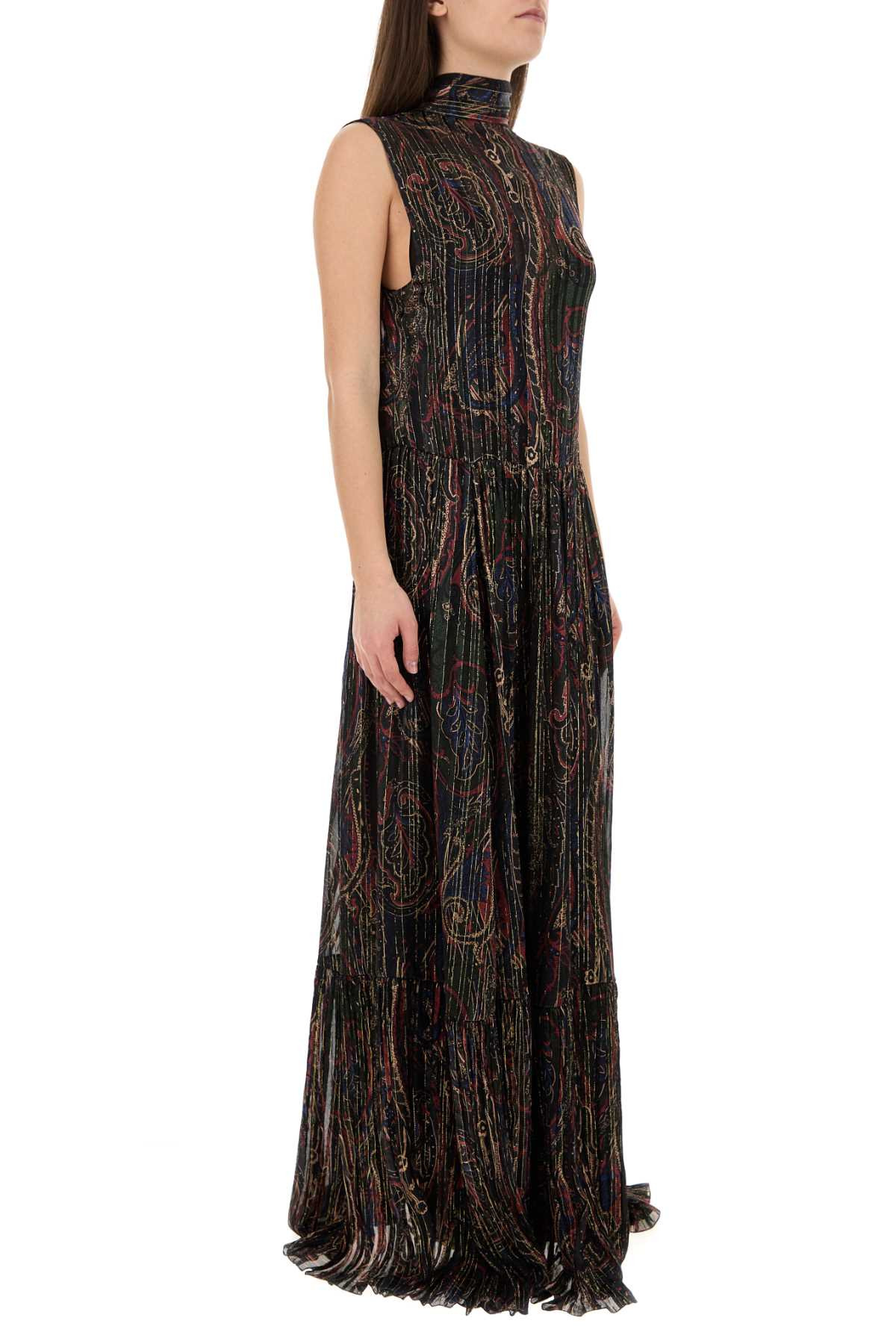 Saint Laurent Women Printed Silk Blend Long Dress - 3