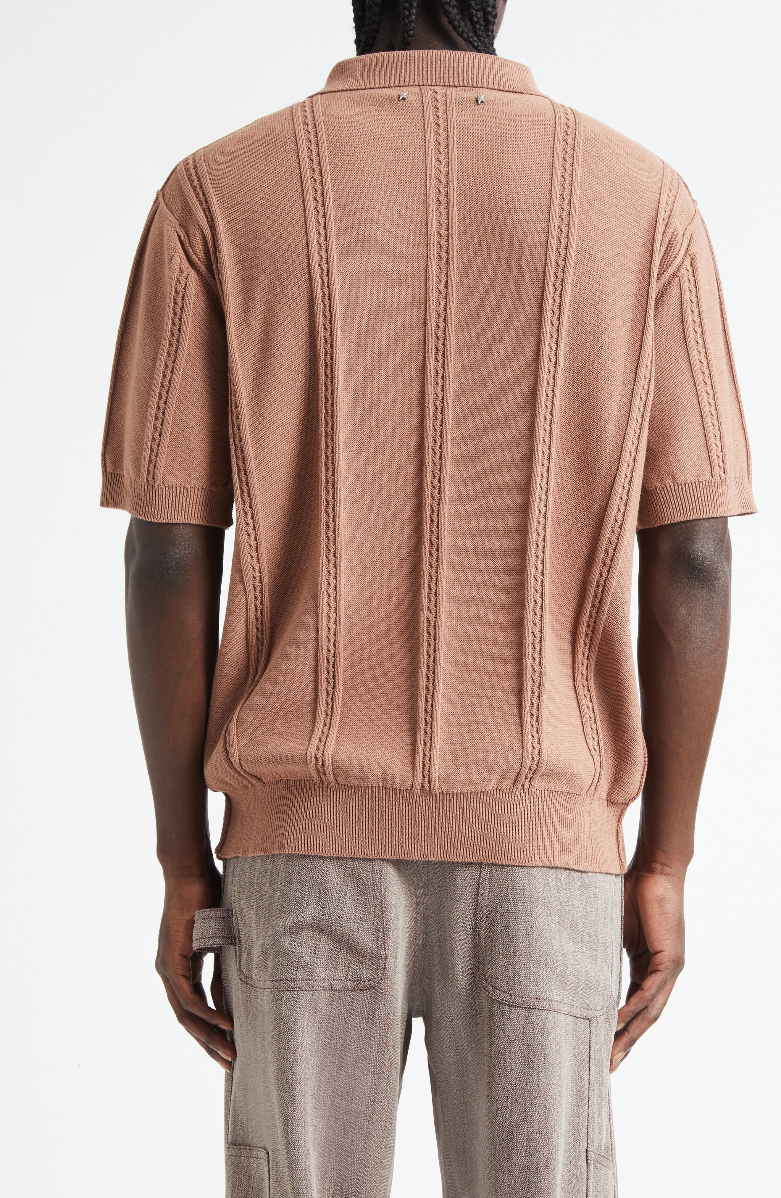 Golden Goose Journey Logo Embriodered Polo Sweater in Brownie at Nordstrom - 3