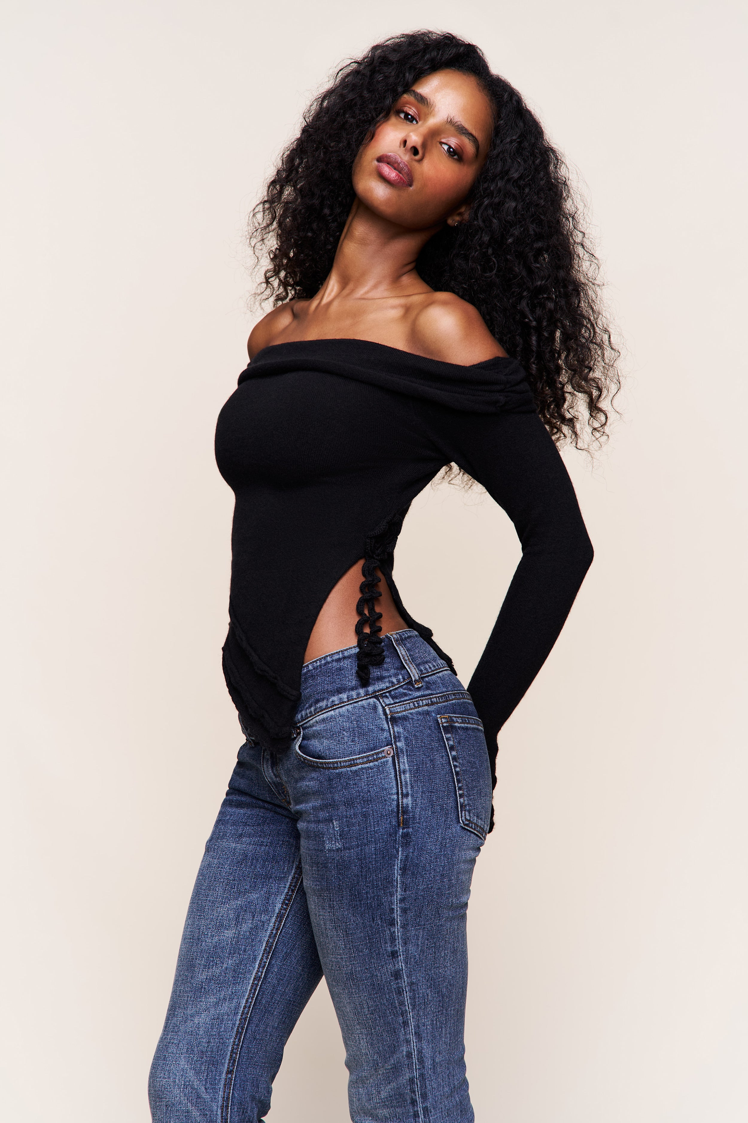 SOLER FOLD OVER KNIT TOP - 1