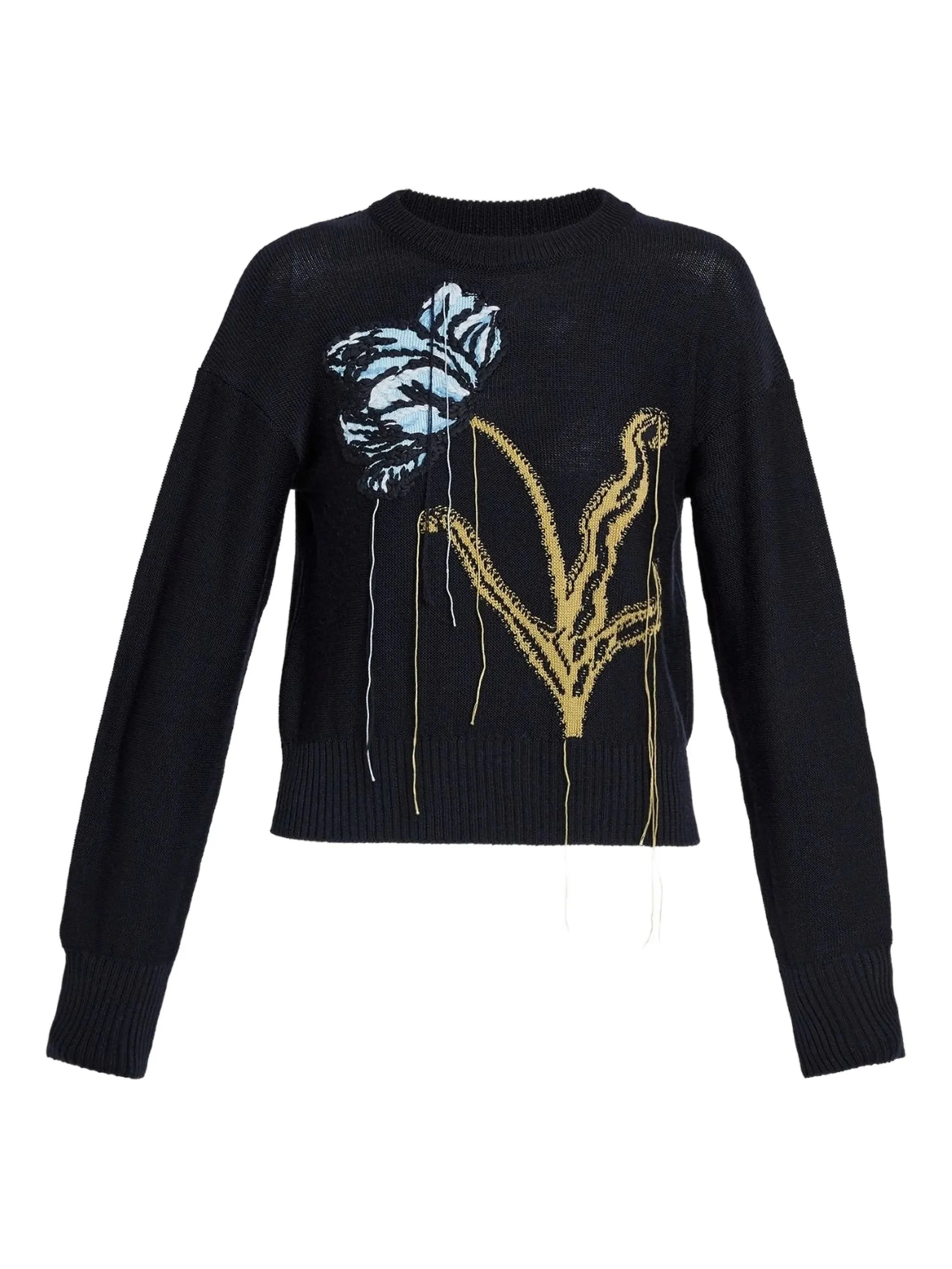 floral-motif crew-neck sweater - 1