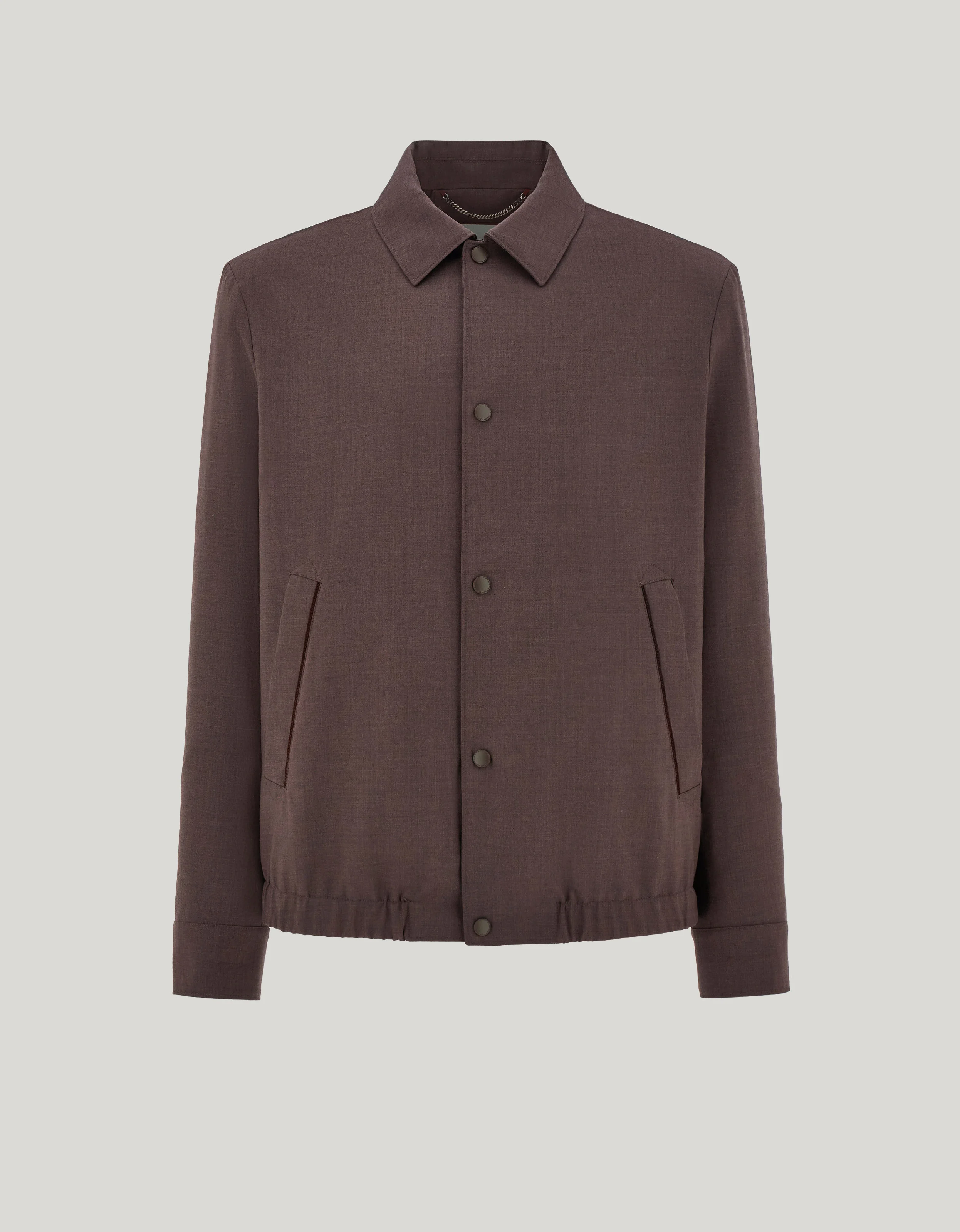 BROWN IMPECCABILE WOOL BLOUSON JACKET - 1