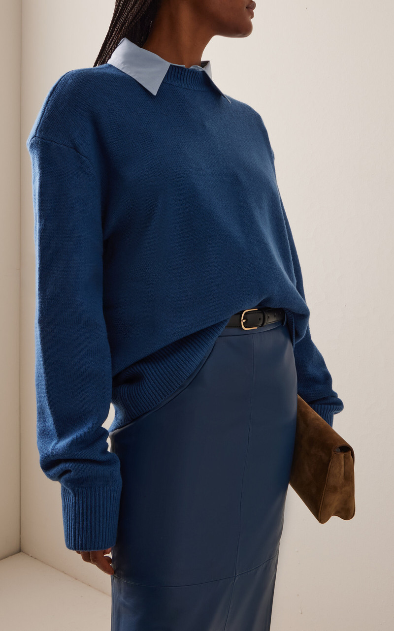 The Frankie Shop Rafaela Merino Wool-Cashmere Sweater blue outlook