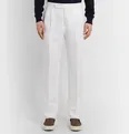 Tapered Pleated Linen Trousers - 10