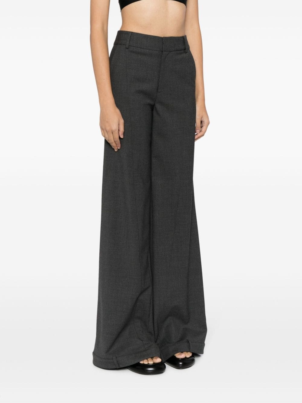 high-waisted cotton wide-leg trousers - 3