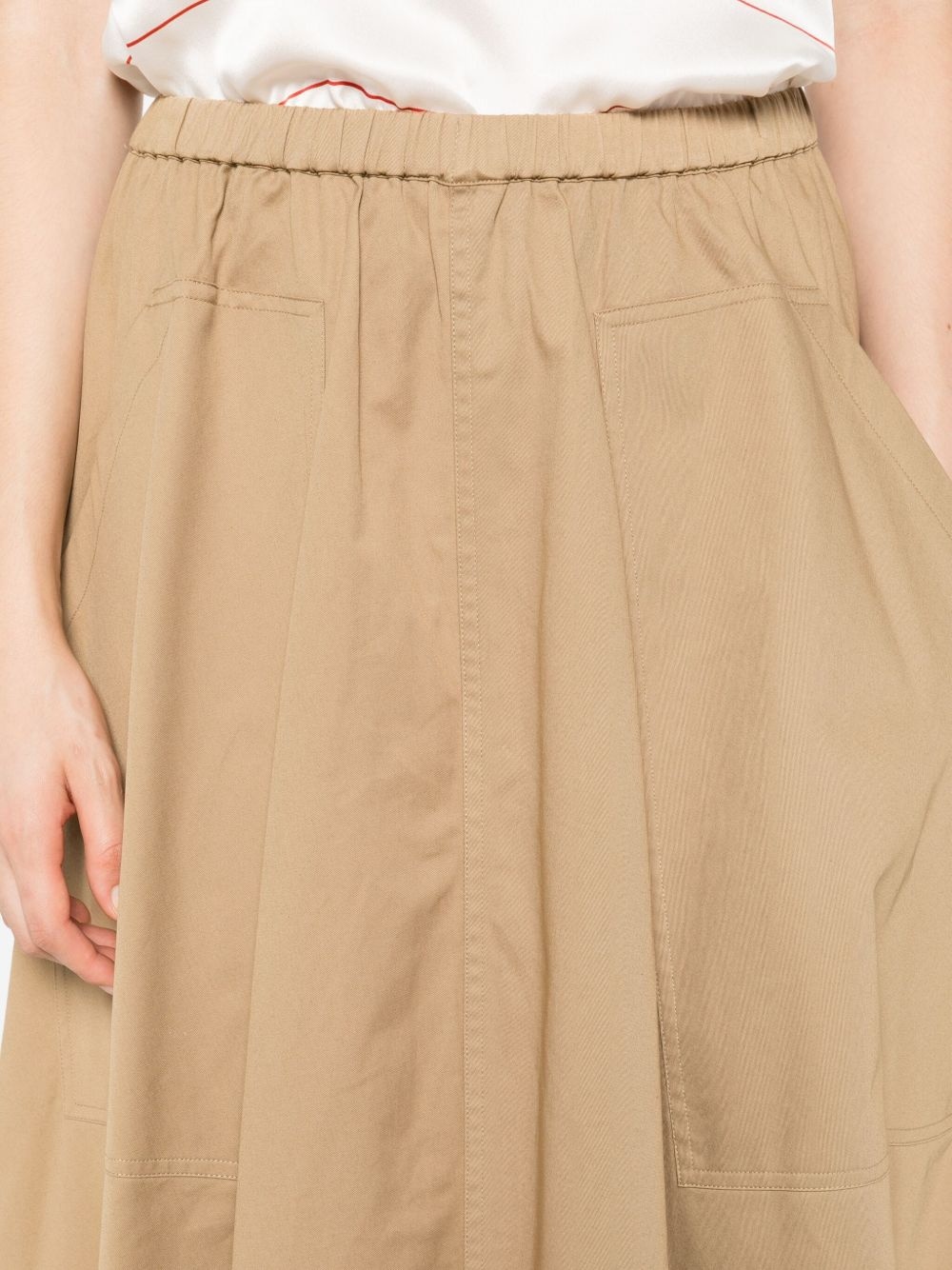 elastic-waistline pocket midi skirt - 5