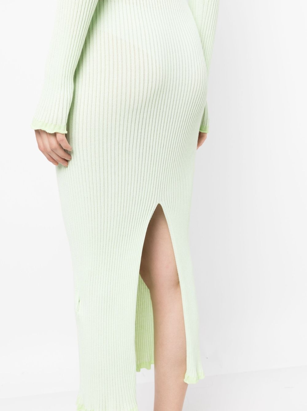 long-sleeved ribbed polo dress - 5