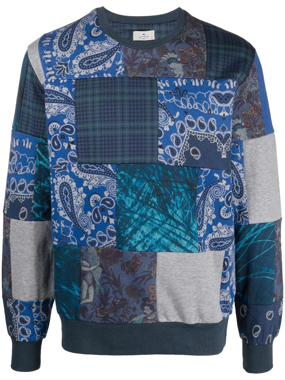 patchwork crew-neck sweatshirt - 1