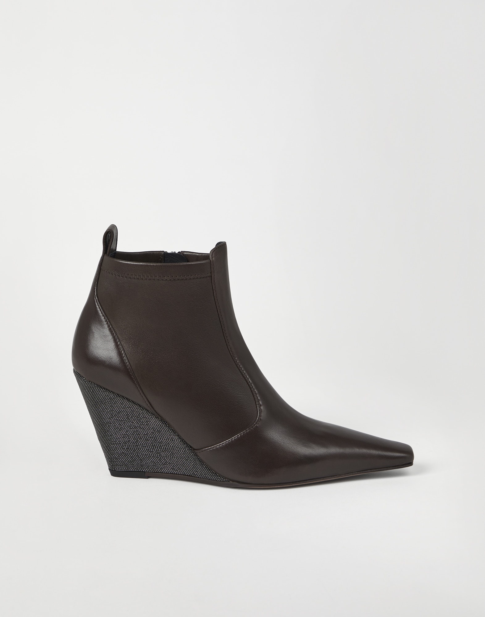 Soft nappa leather wedge boots with precious heel - 5