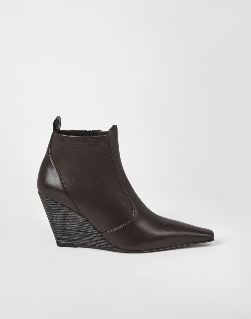 Soft nappa leather wedge boots with precious heel 5