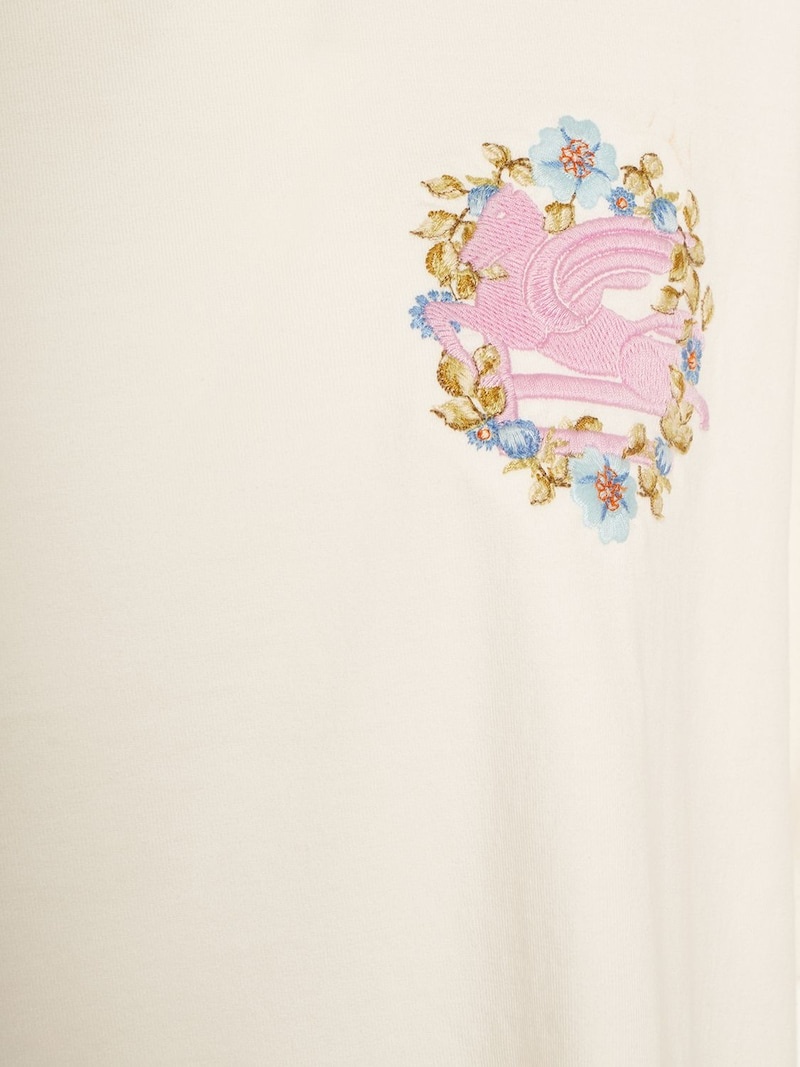 Cotton crewneck t-shirt w/embroidery - 3