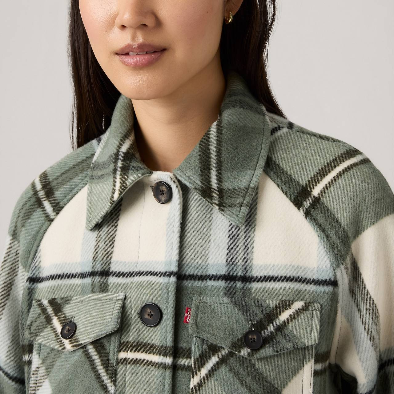 WOOL BLEND RAGLAN SLEEVE SHIRT JACKET - 4