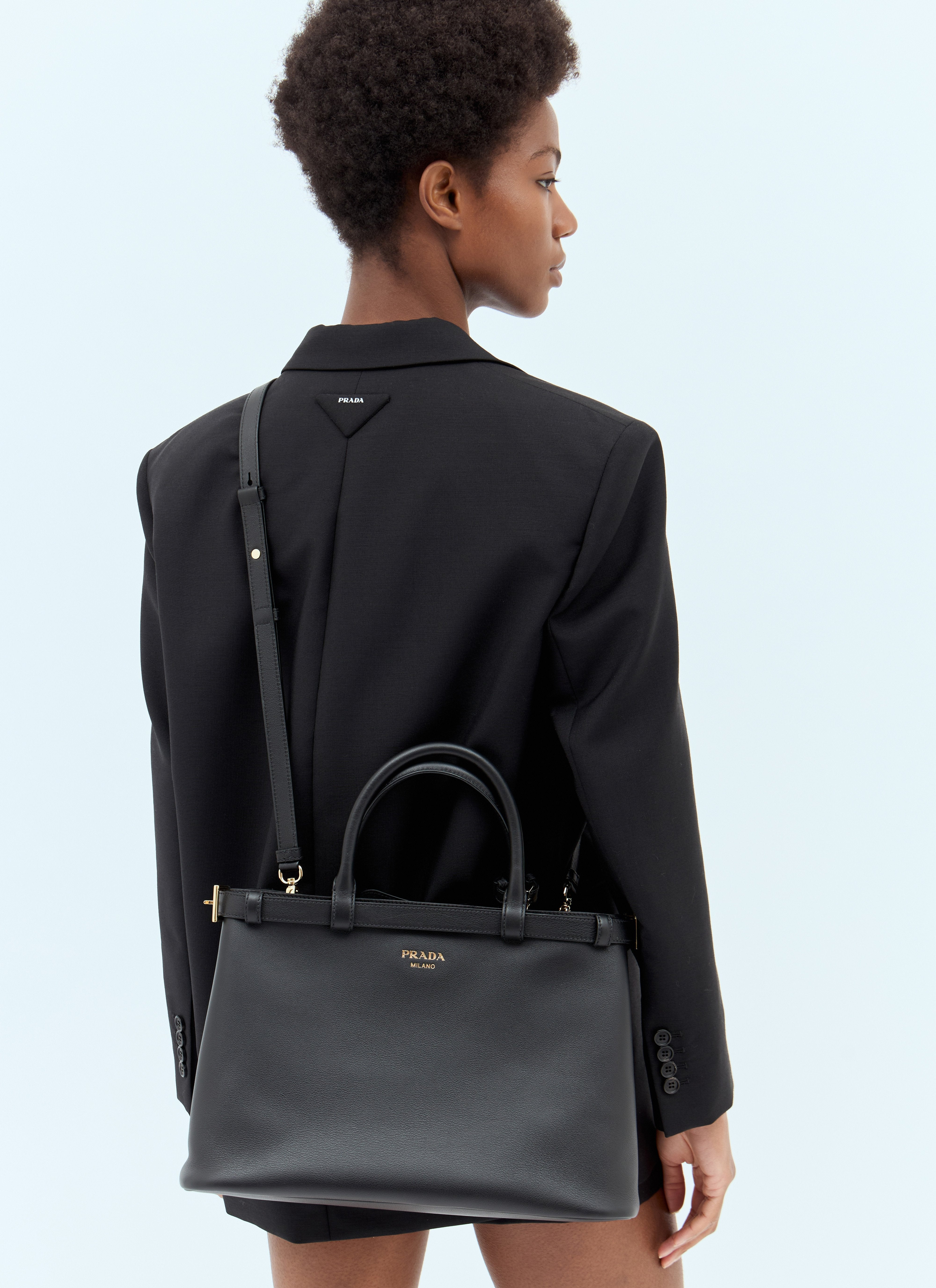 Prada Women Buckle Medium Leather Handbag - 5