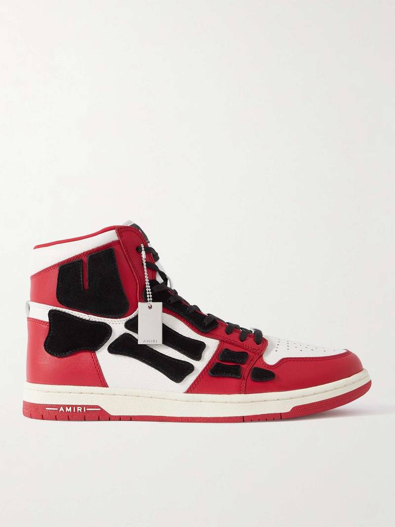 Skel-Top 컬러 블록 가죽과 Nubuck High-Top 운동화 - 1