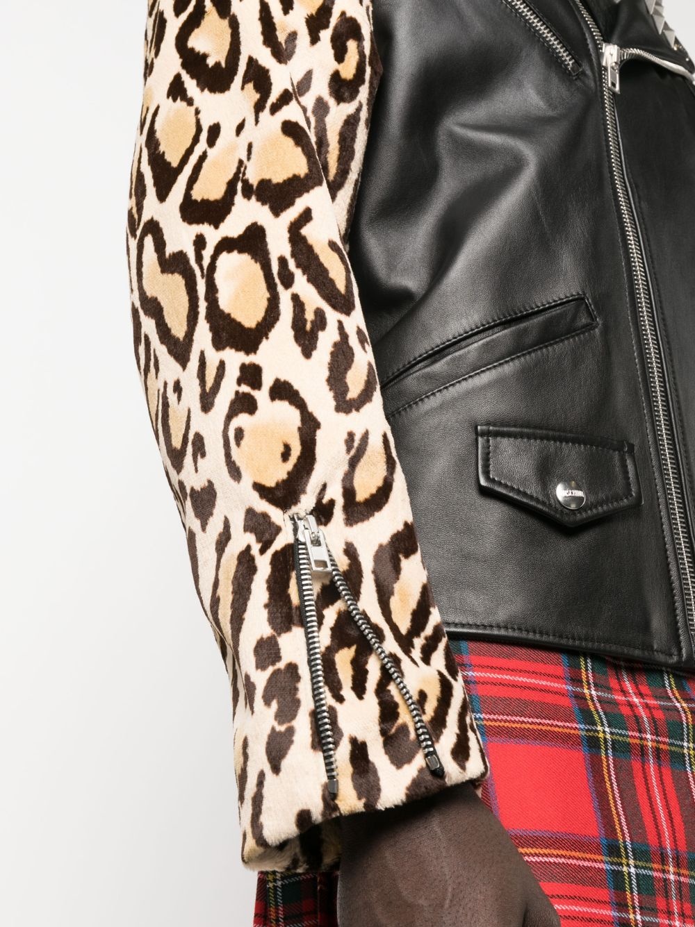 leopard-print leather biker jacket - 5