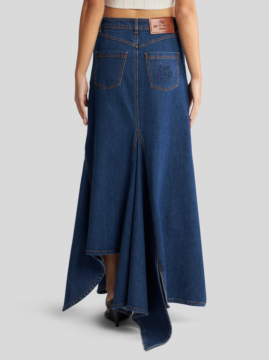 DENIM SKIRT WITH EMBROIDERED REAR LOGO - 5