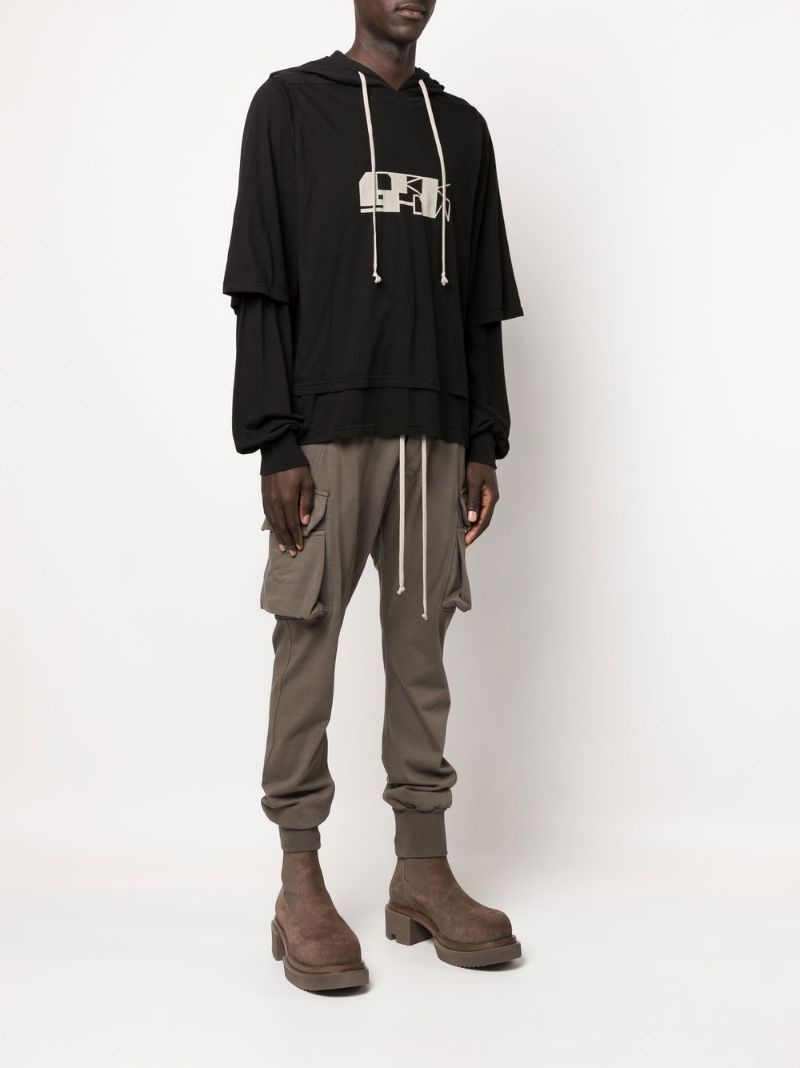 logo-print layered hoodie - 3
