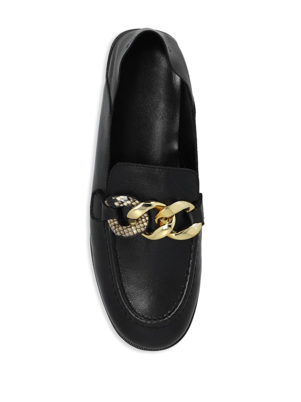 gold detailed leather loafers - 4
