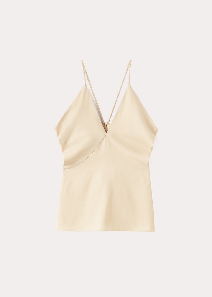 Draped twill cami top bleached sand - 1