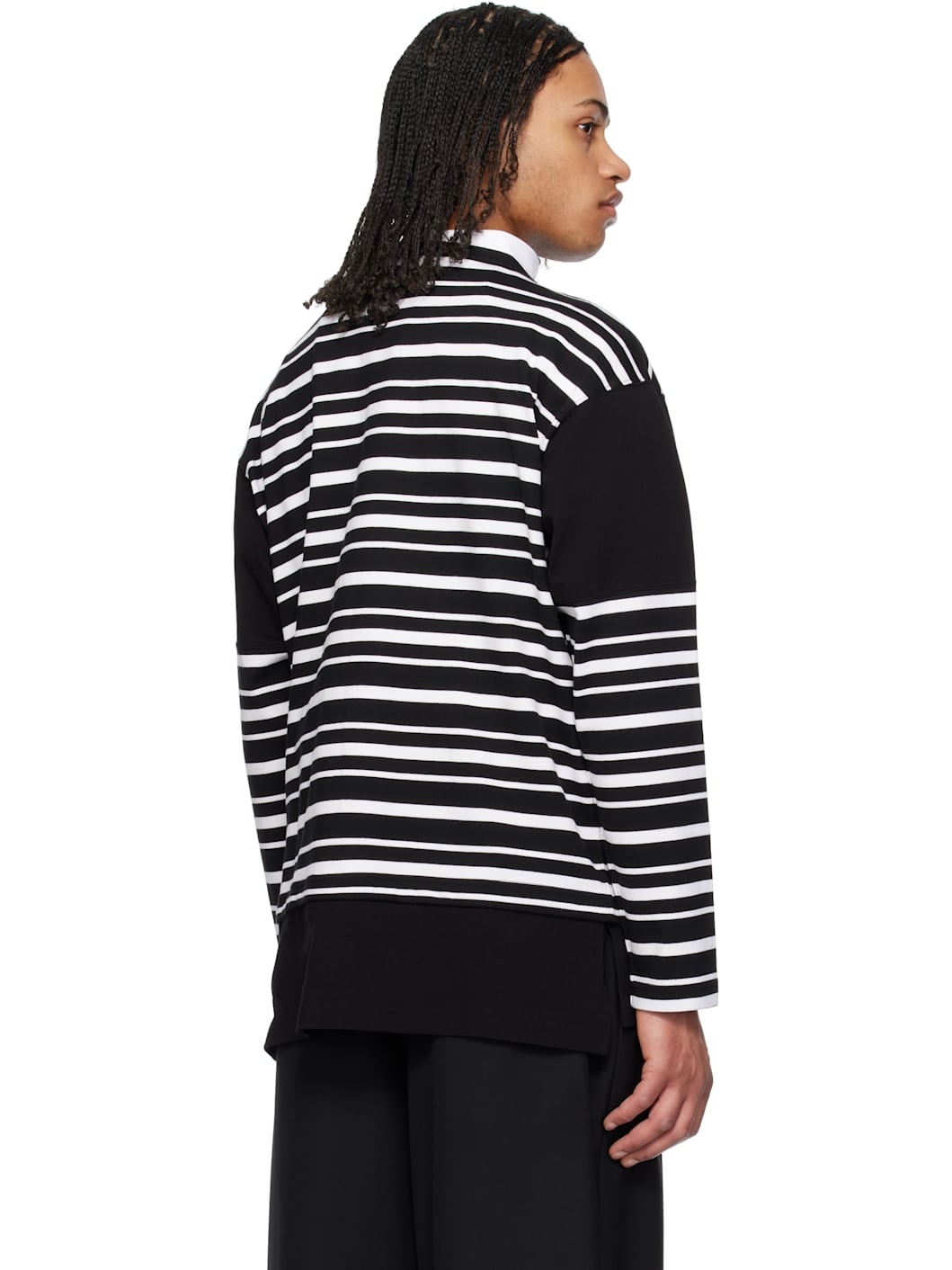 Black & White Horizontal Stripes Long Sleeve T-shirt - 3