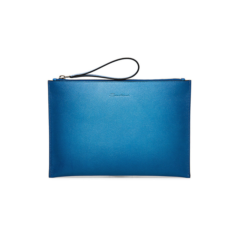 Light blue saffiano leather pouch 1
