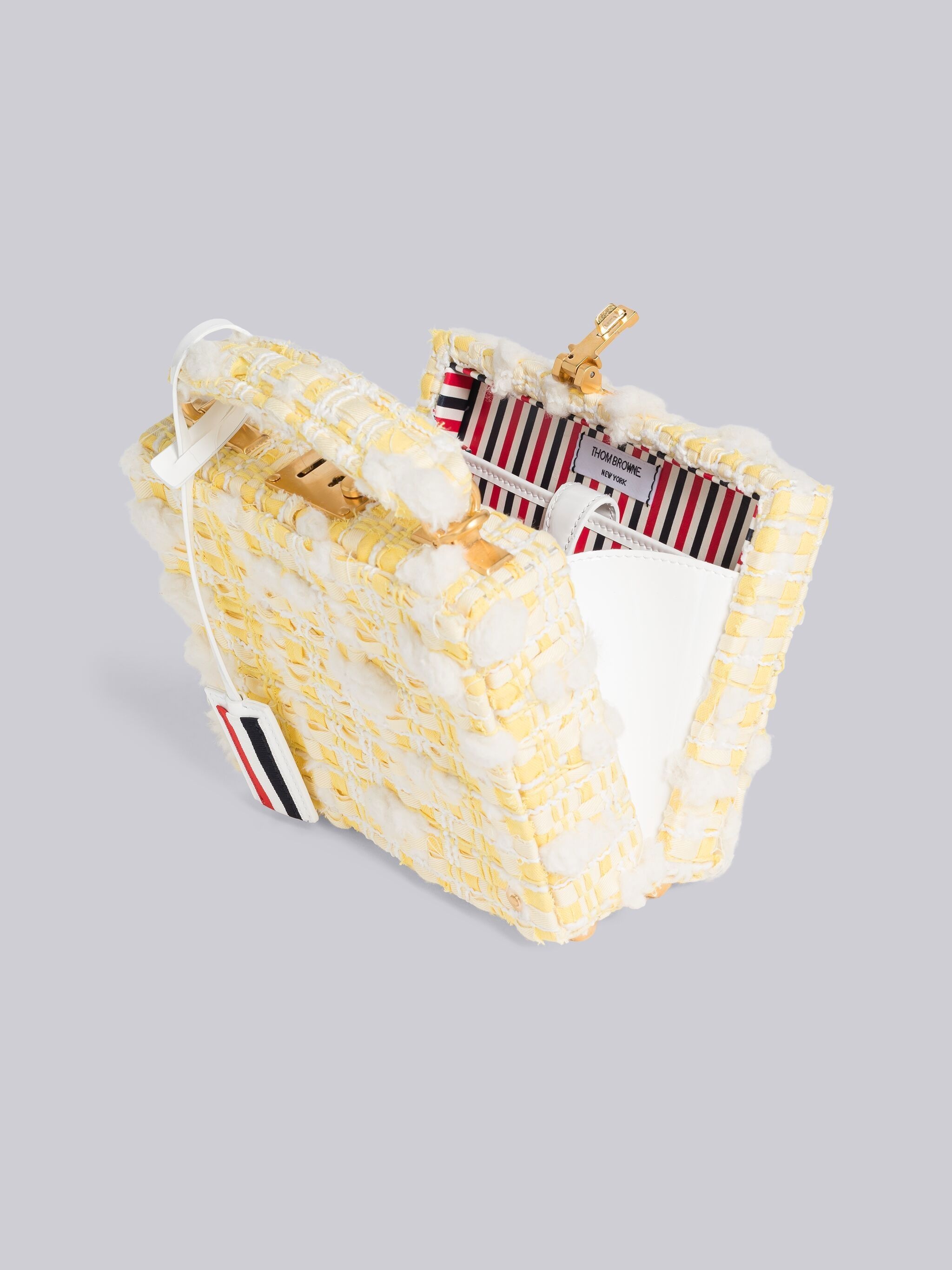 Twill Pouf Tweed Woven Chain Micro Attache Case - 5