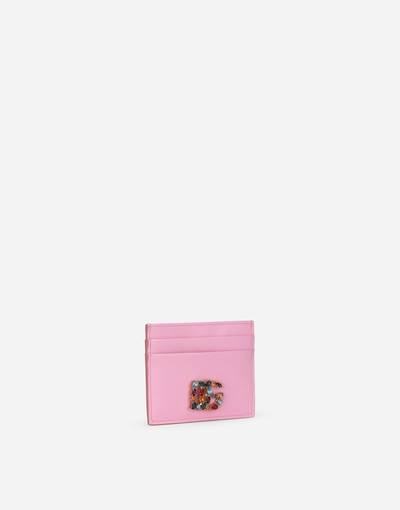 Dolce & Gabbana Calfskin card holder with rhinestone-detailed DG logo outlook