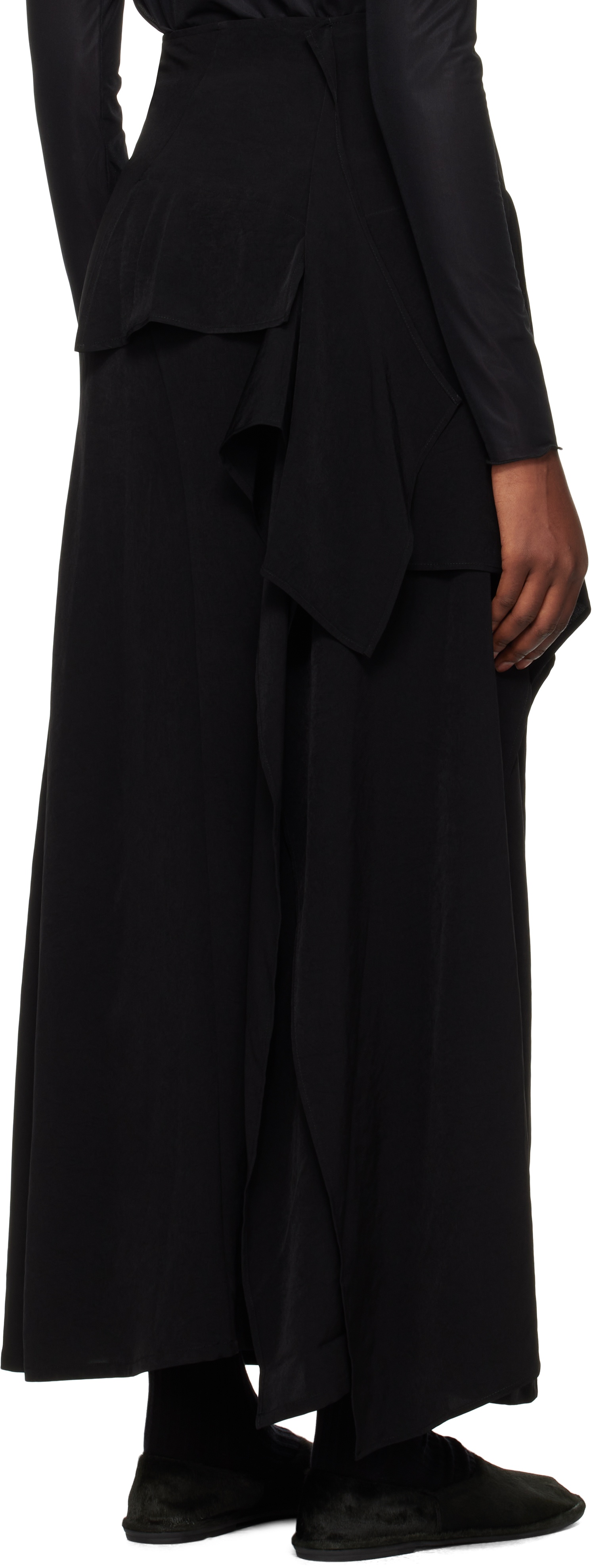Black B Draped High-Wait Maxi Skirt - 3