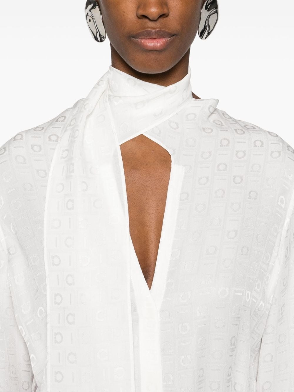 monogram-jacquard silk shirt - 5