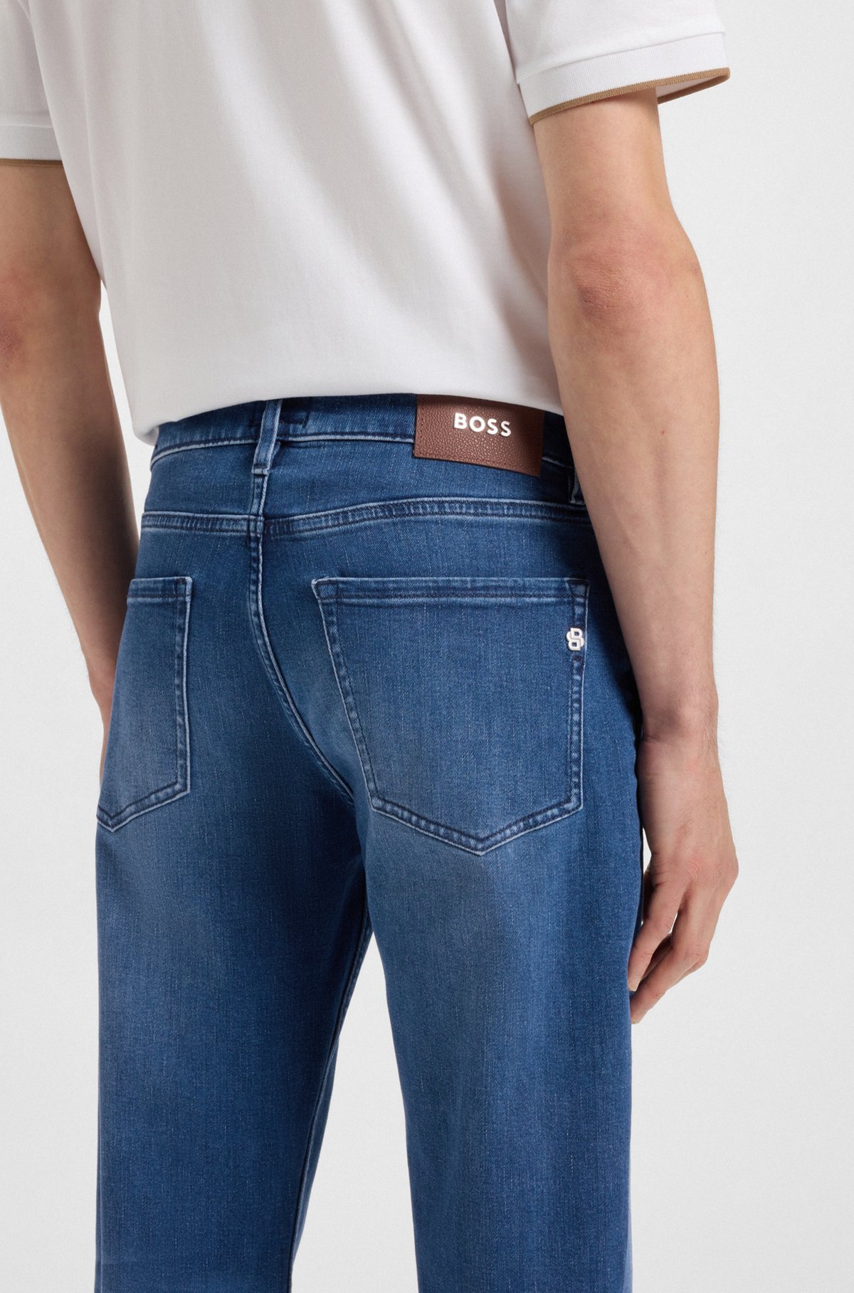 REGULAR-FIT JEANS IN BLUE SOFT-TOUCH DENIM - 5