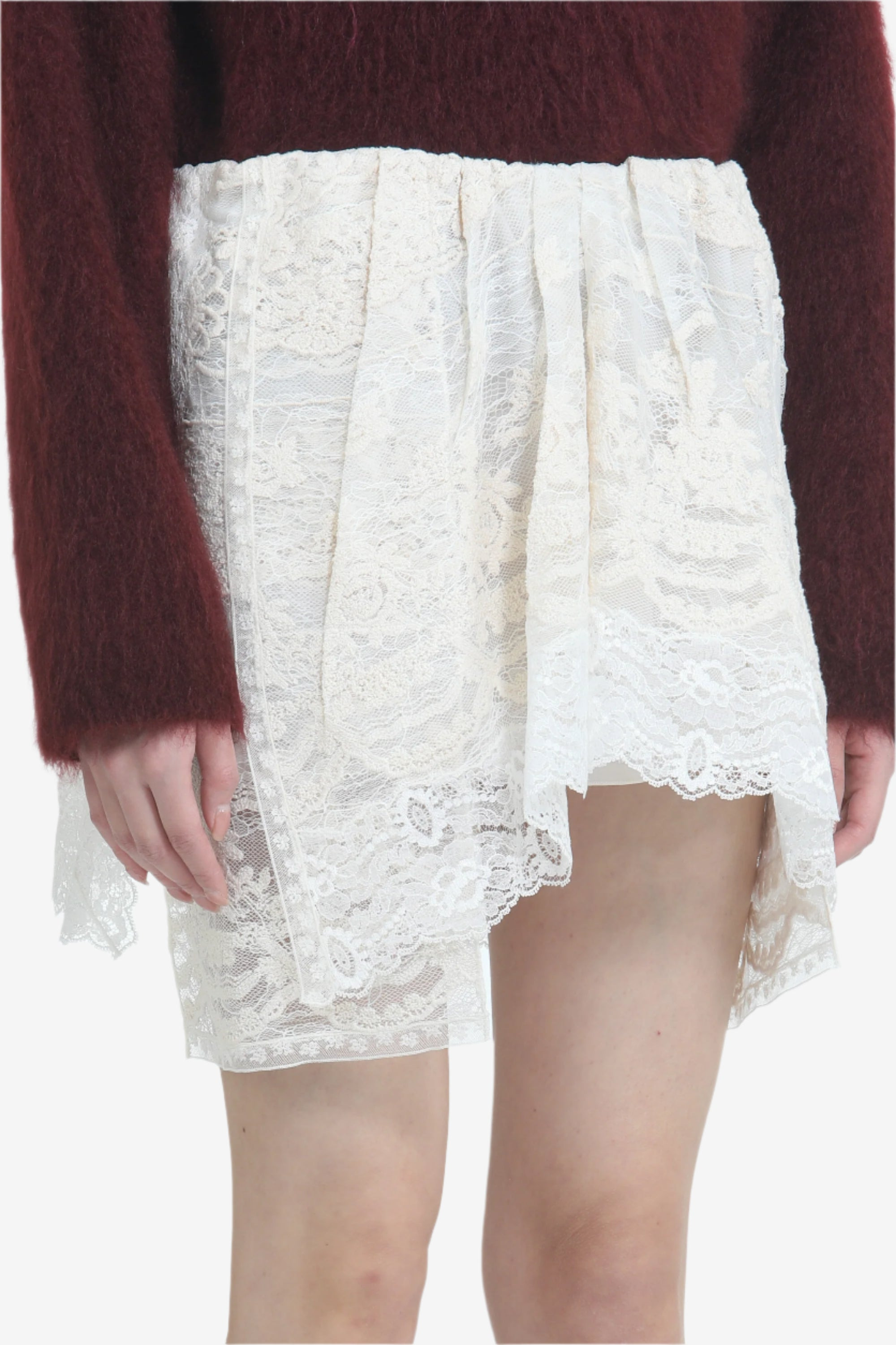 LACE MINISKIRT WITH IRREGULAR HEM - 5