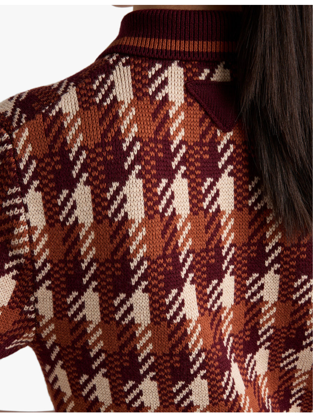 Houndstooth short-sleeve wool-knit mini dress - 6