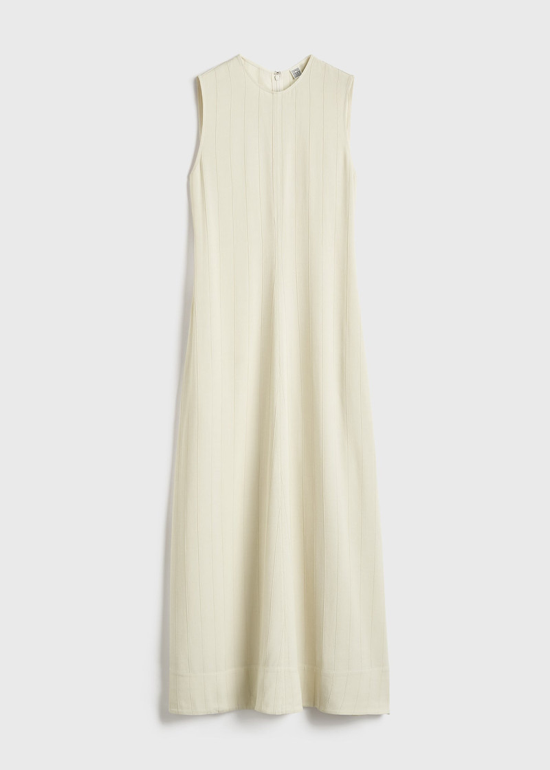 Woven stripe dress ecru 1