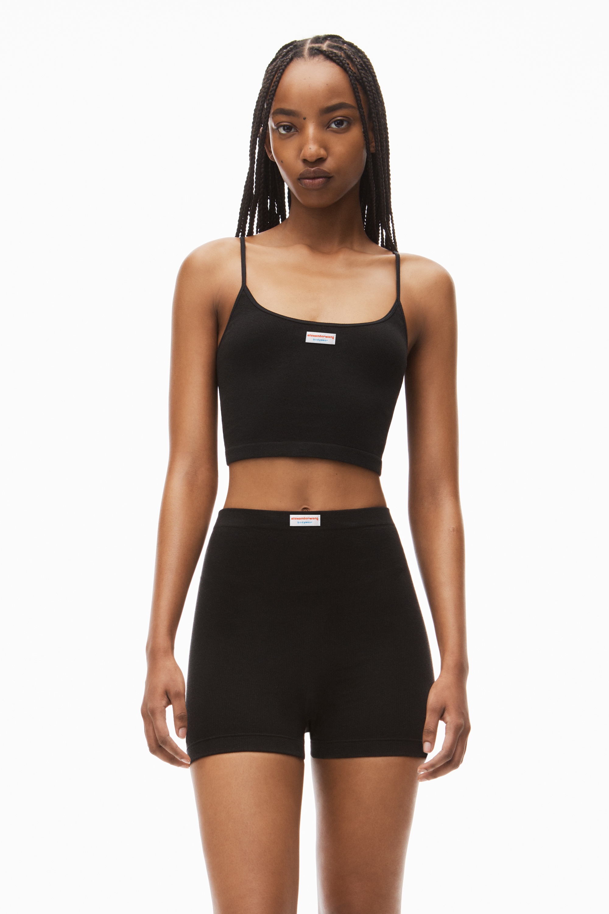 cropped ribbed cotton cami tank - 2