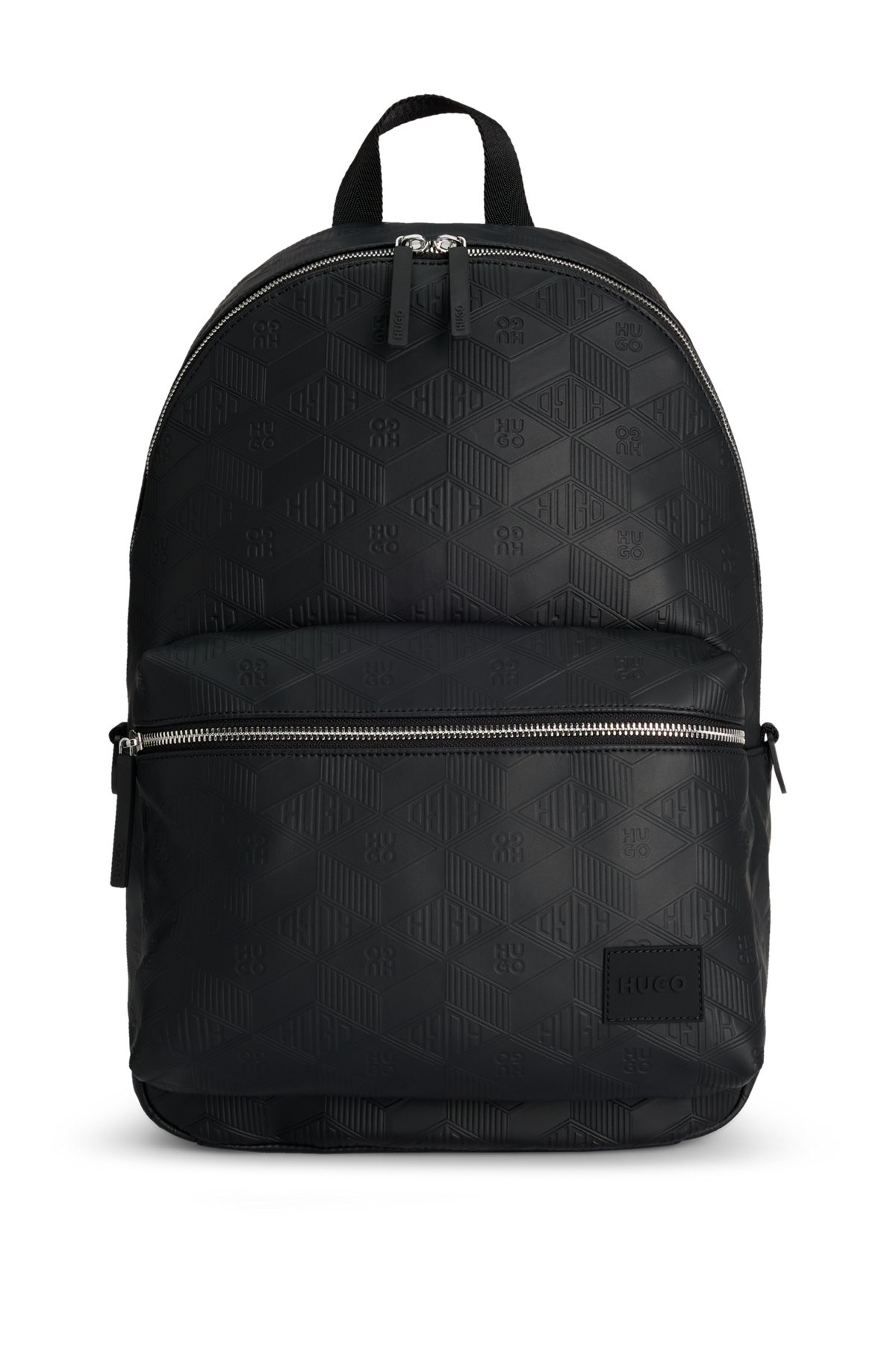 FAUX-LEATHER BACKPACK WITH GEOMETRIC AND STACKED LOGOS - 1