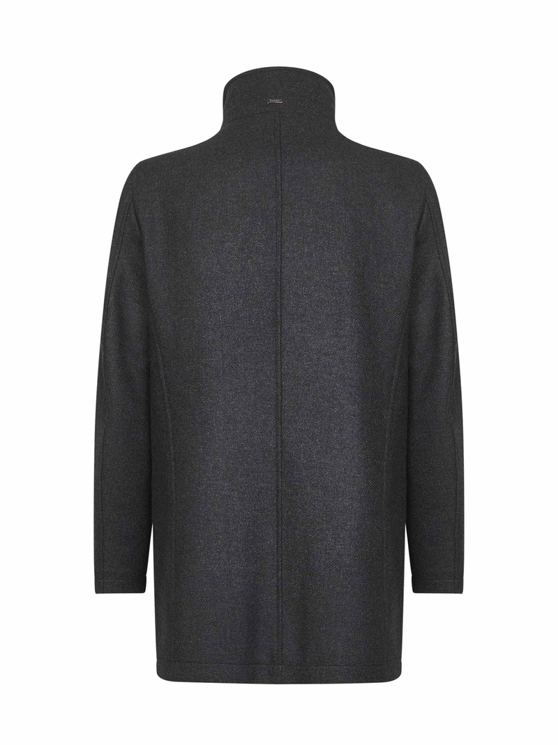 Herno Grey easy wool and light faux fur carcoat outlook