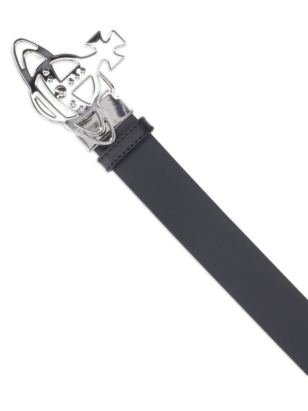 Orb-buckle leather belt - 3