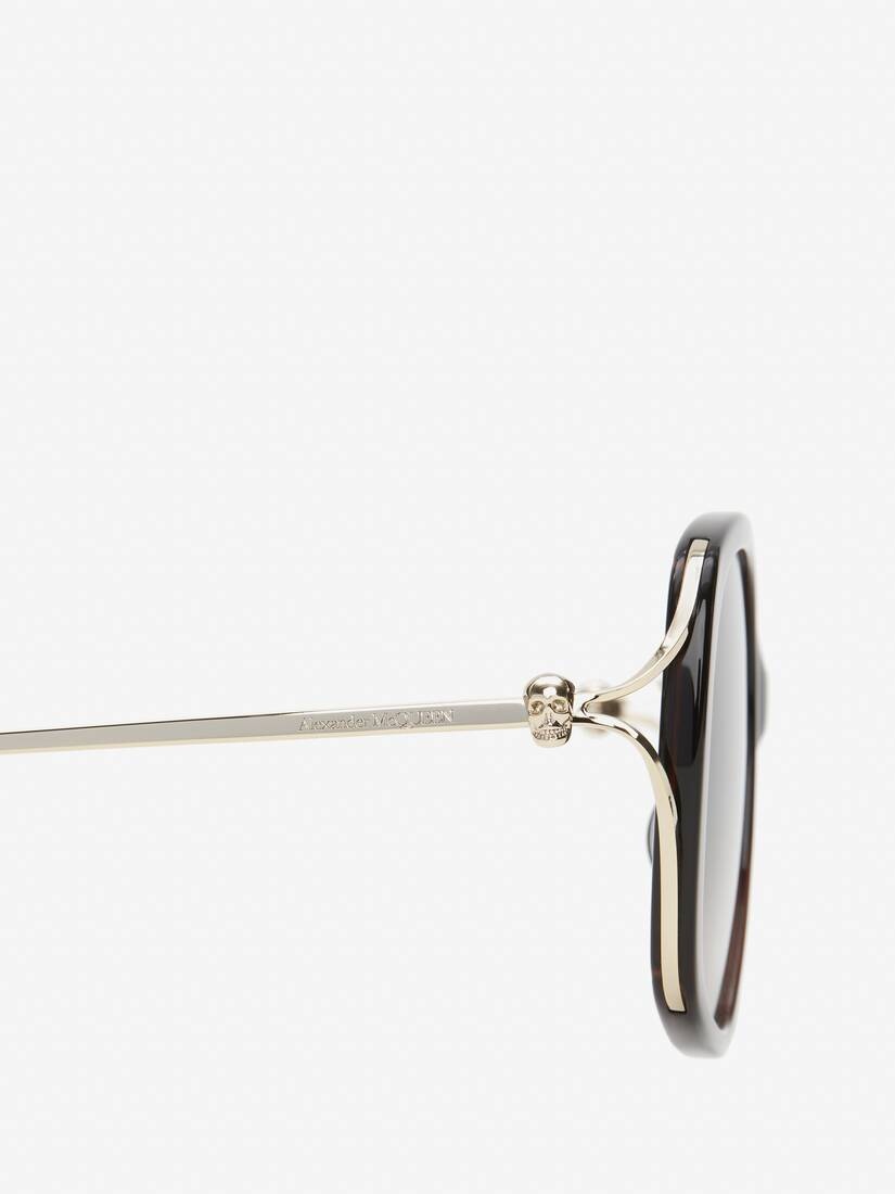 Women's Skull Hinge Soft Square Sunglasses in Brown - 4