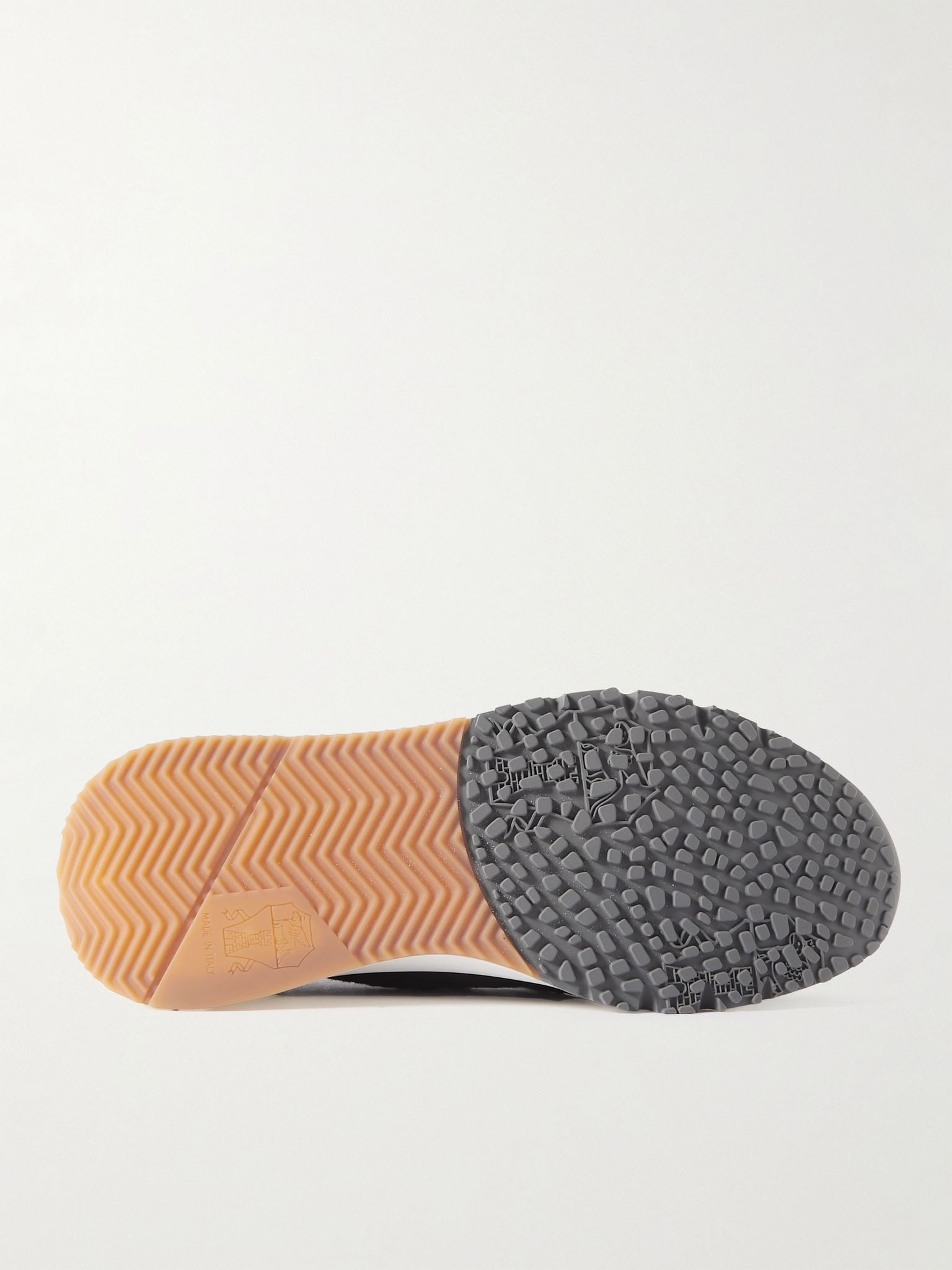 Leather-Trimmed Stretch-Knit Sneakers Black - 6
