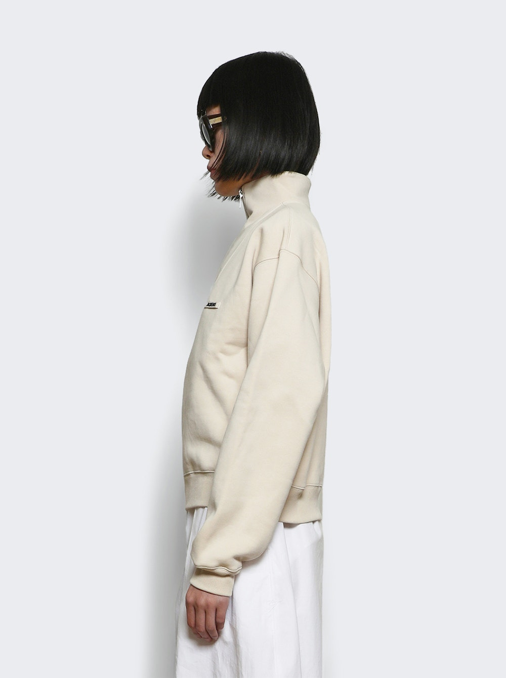 The Gros Grain Zipped-rollneck Sweatshirt Light Beige - 4
