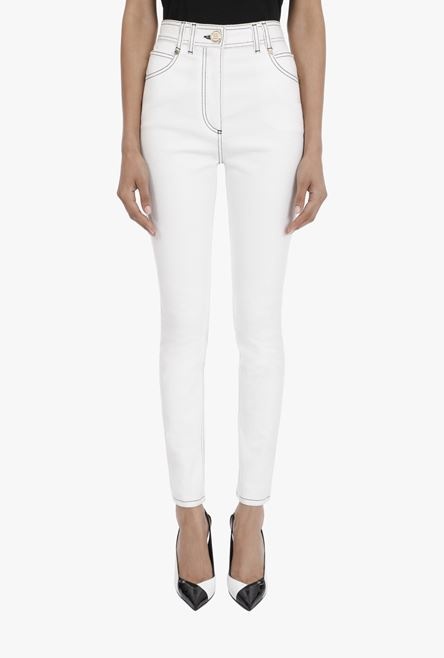 Skinny high-waisted white jeans - 5