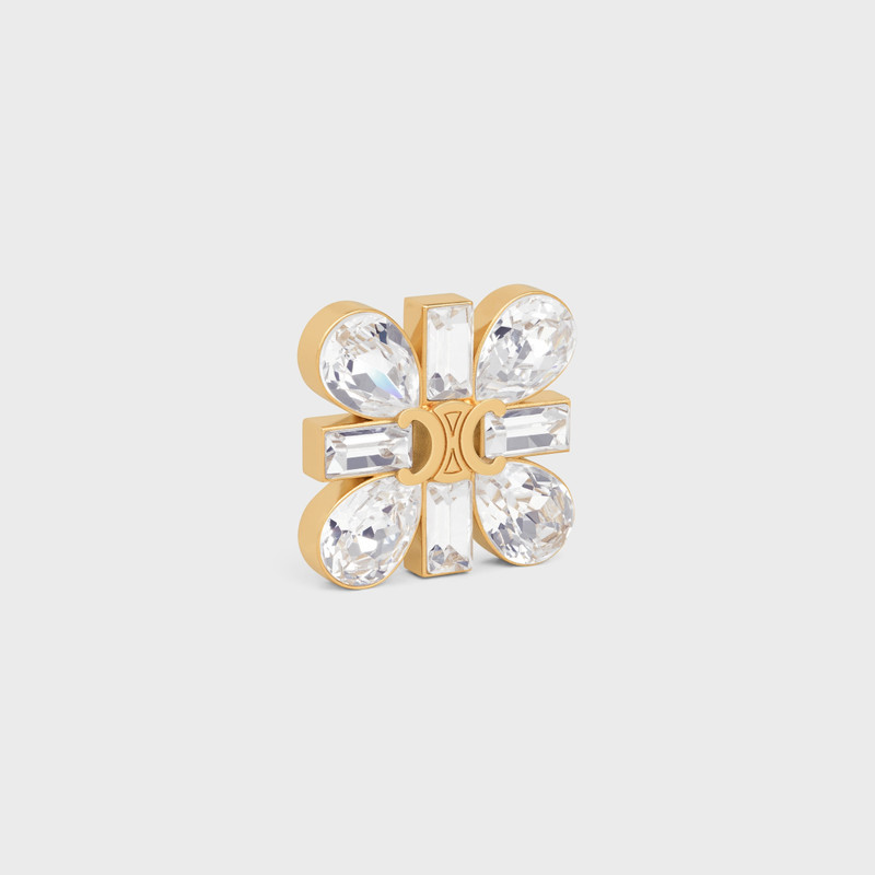 CELINE Celine Daisy Brooch in Strass and Brass with Gold Finish outlook