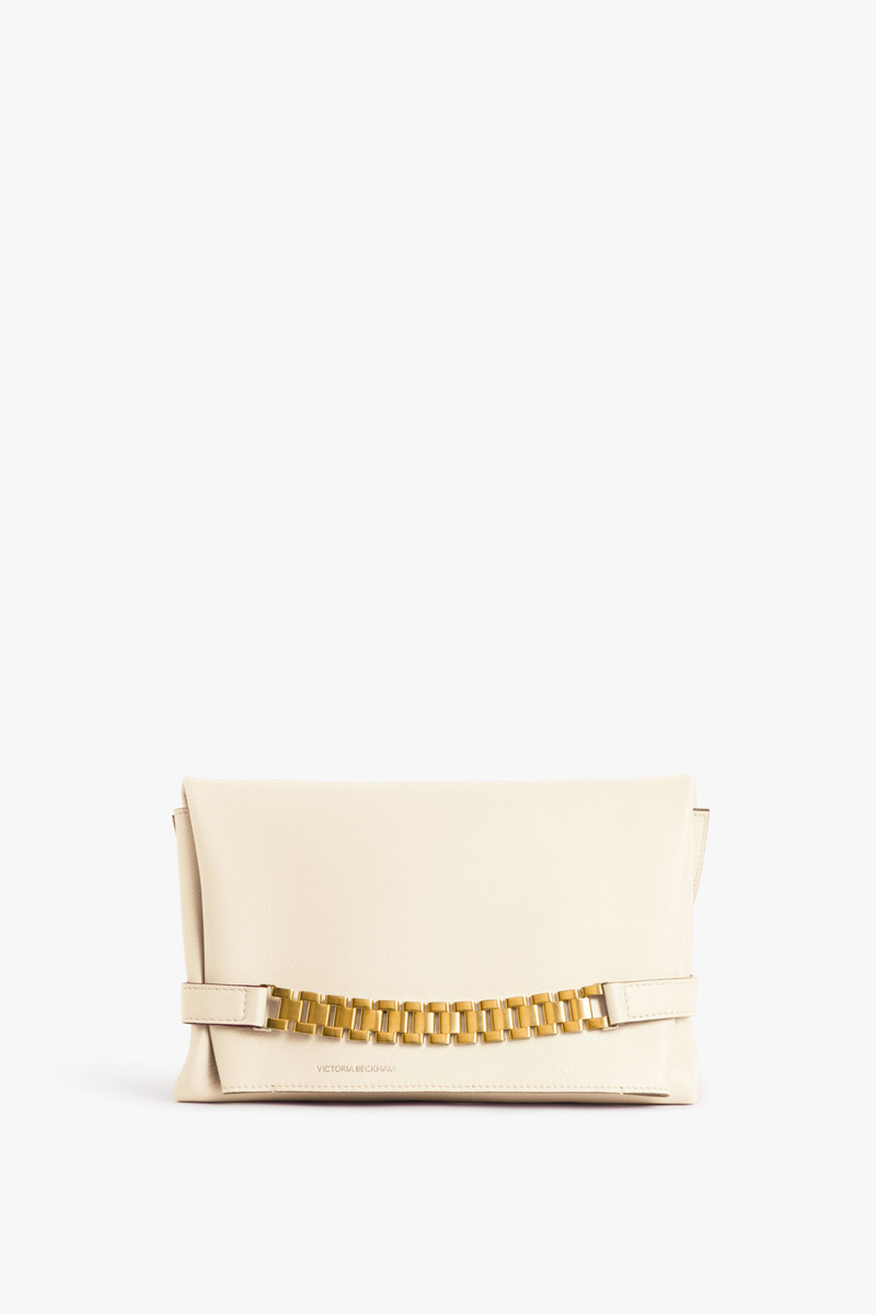 Chain Pouch Bag In Off-White Leather 1