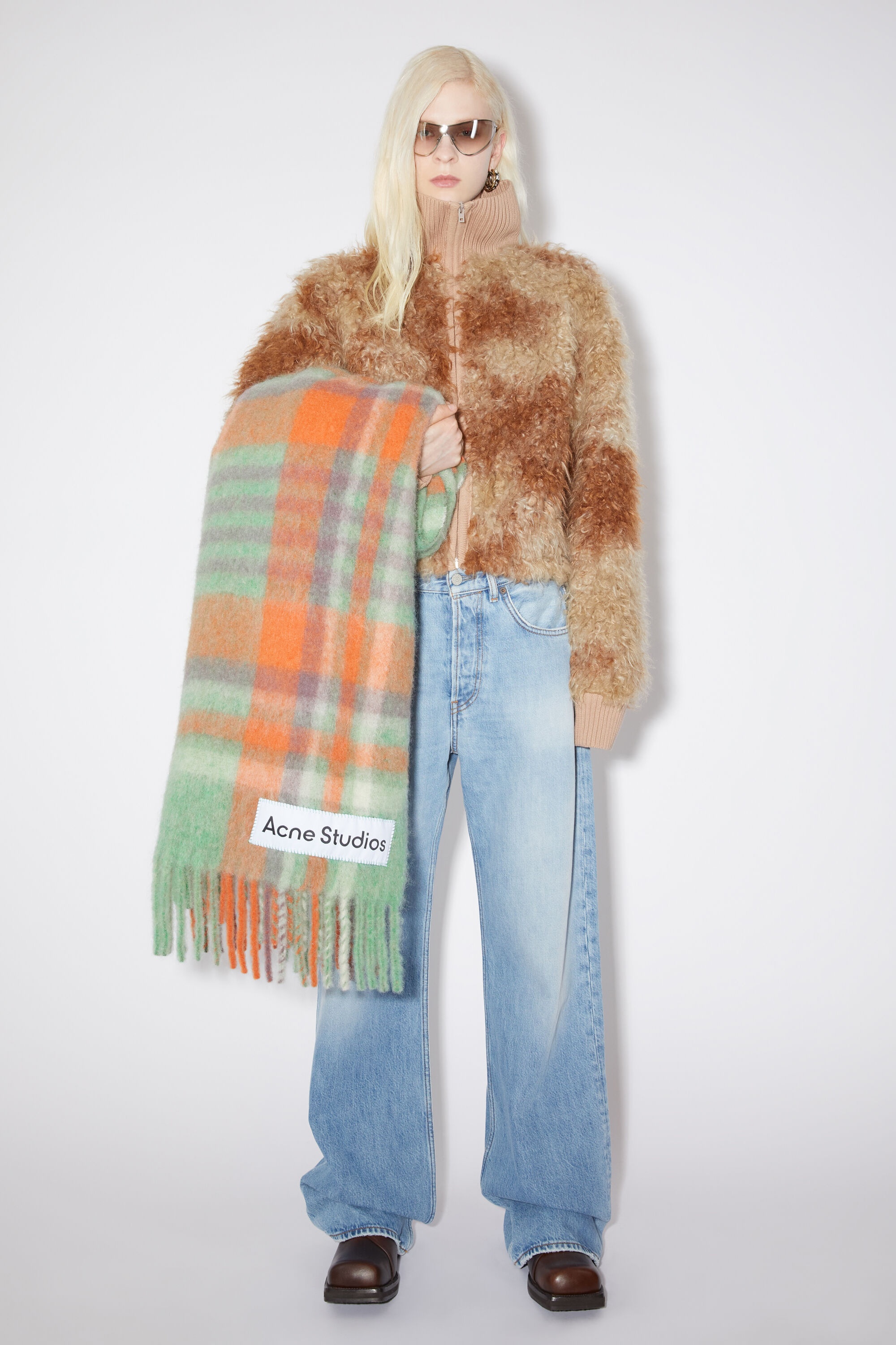 Wool mohair scarf - Extra large - Orange/lilac/aqua blue - 2