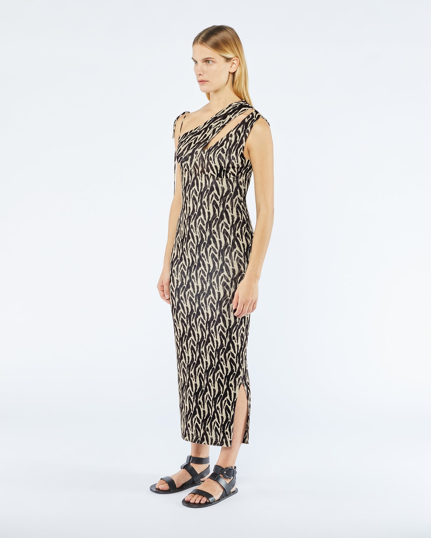 Nanushka Sale Printed Mesh Jersey Midi Dress REVERSIBLE