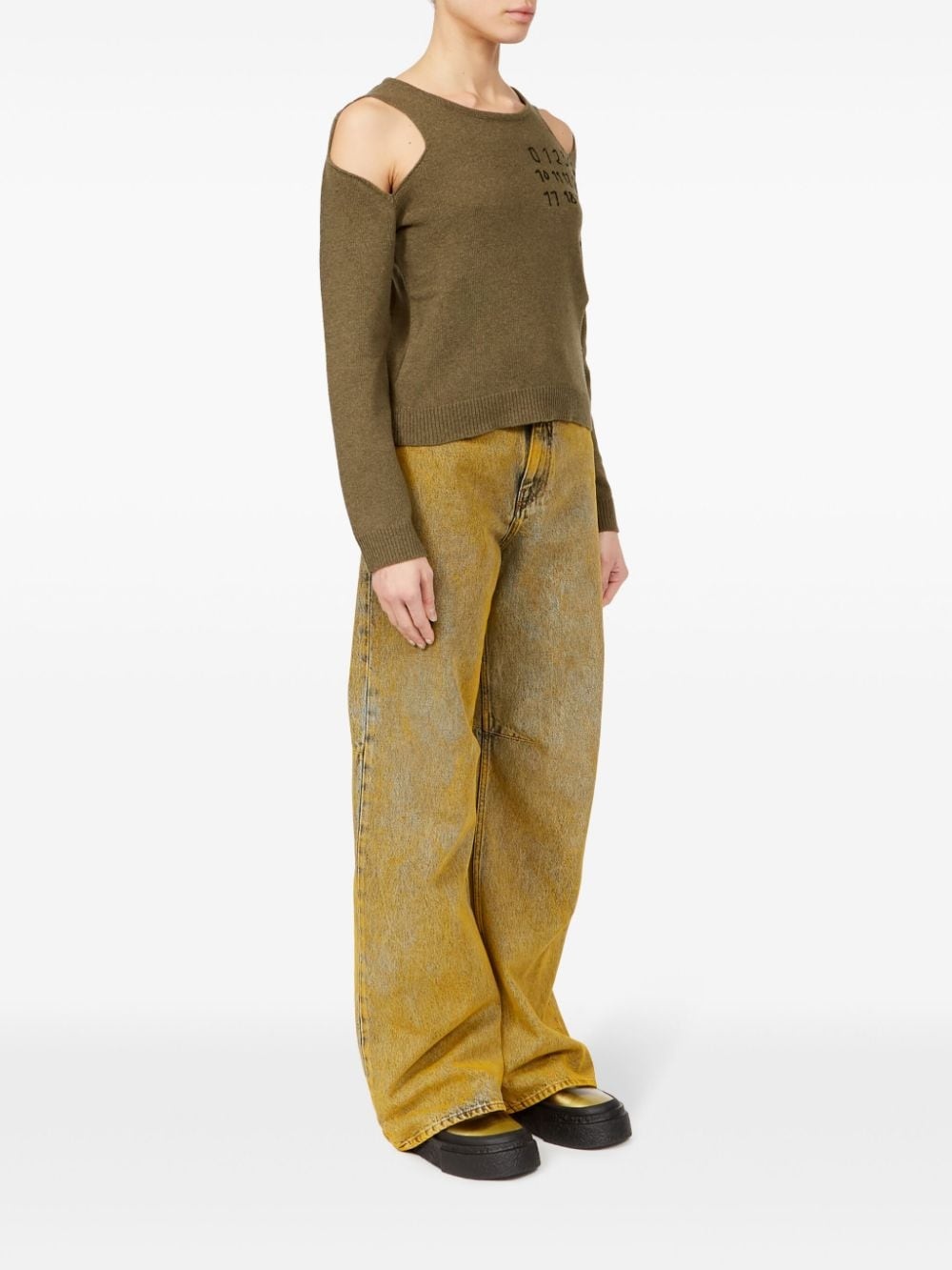 number-print cut-out jumper - 3