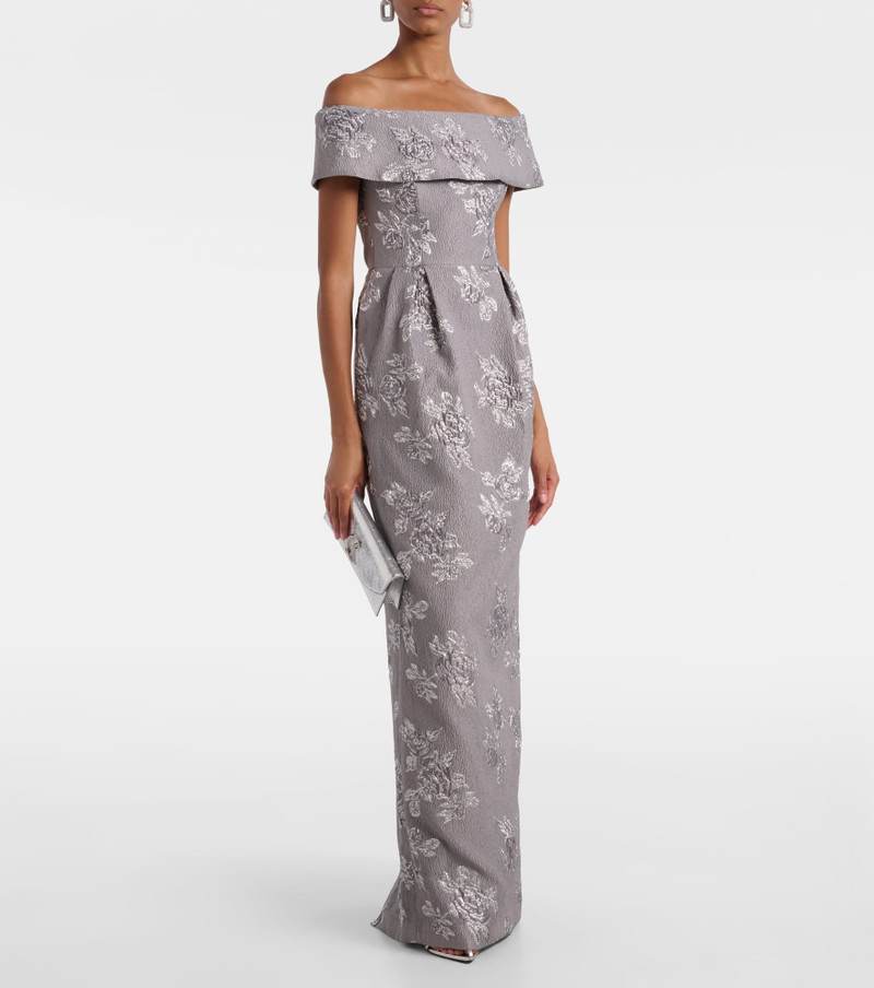 REBECCA VALLANCE Ruth off-shoulder brocade bustier gown outlook