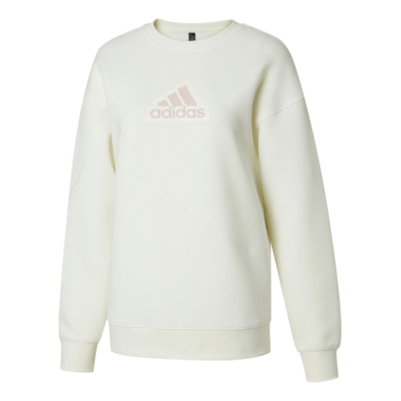 (WMNS) adidas Graphic Crew Sweatshirt 'White Putty Mauve' IY5388 - 1