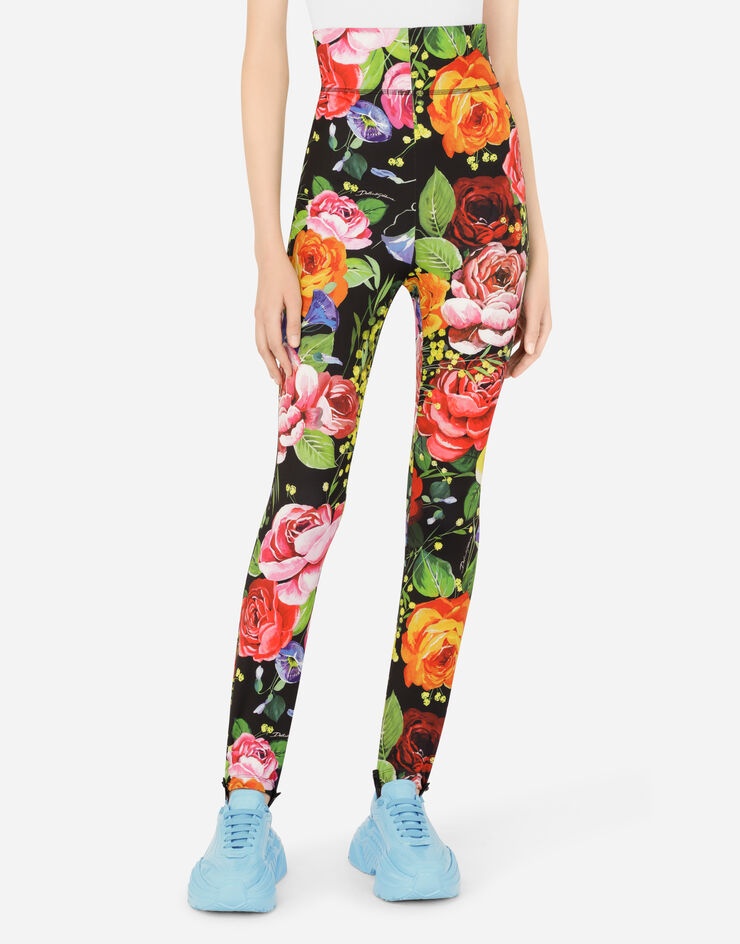 Run-resistant jersey leggings with bouquet print - 4