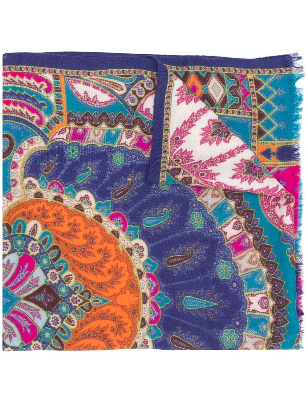 paisley-print frayed scarf - 1